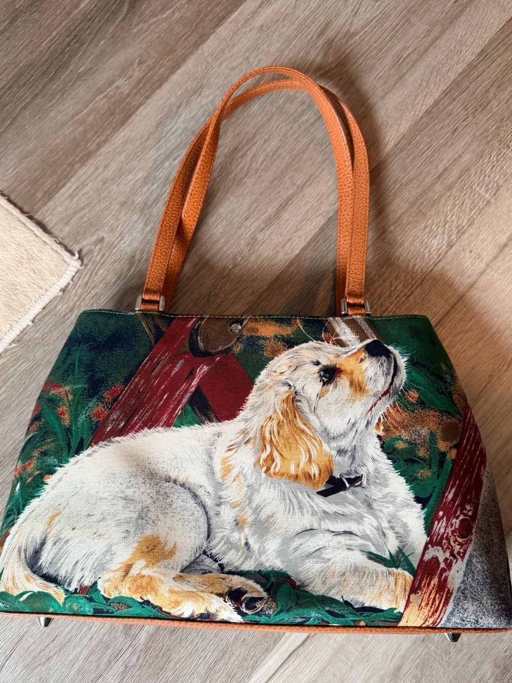 Rare Vintage Isabella Fiore Hand Beaded Dog Tapestry Shoulder Bag Y2K - Picture 5 of 5